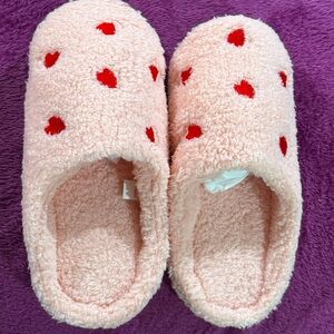 Pink with red heart house slippers! New in package!